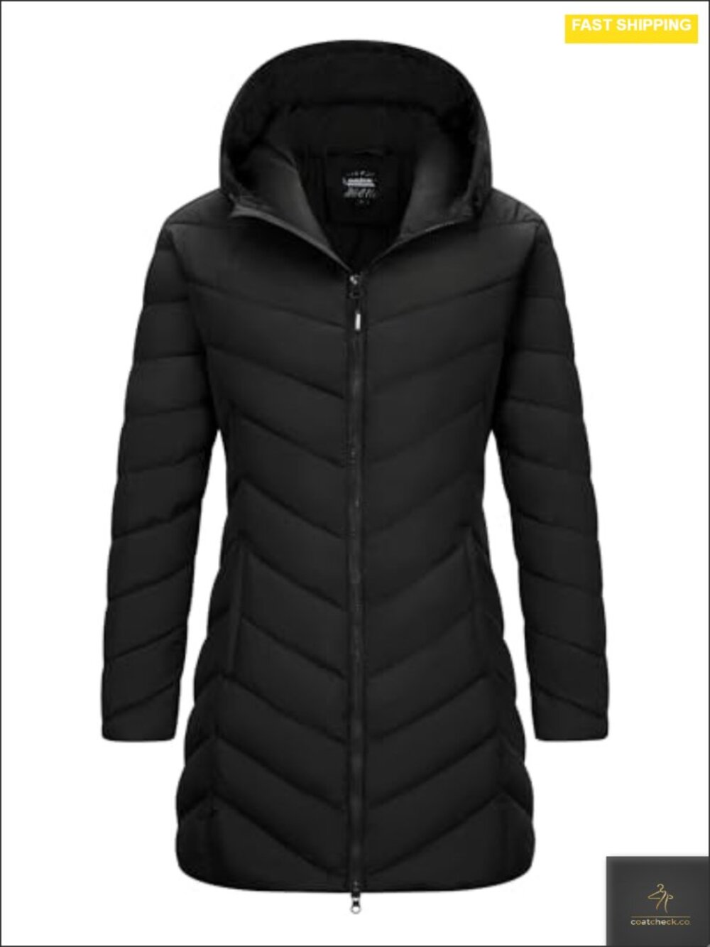 Long Hooded Lightweight Puffer Coat Winter Jacket, Water Resistant, Packable